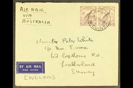 POSTAL HISTORY 1938 Airmailed Cover To England, Franked 1932-4 9d Violet Pair, SG 184, Neat RABAUL C.d.s. Postmark, Bris - Papúa Nueva Guinea