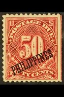 POSTAGE DUE 1899 US Administration "Philippines" Opt'd 50c Lake Postage Due, SG D274, Sc J5, Fine Mint With Right Straig - Filipinas