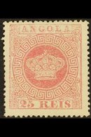 ANGOLA 1875 25r Rose-carmine, Perf.14, Afinsa 4, SG 24, Mint No Gum, 2012 Dias Photo Certificate Accompanies. Scarce, Ca - Andere & Zonder Classificatie