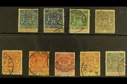 1892-94 Thin Wove Paper Complete "Arms" Set With ½d & 8d Listed Shades, SG 18/26, Generally Fine Used (9 Stamps) For Mor - Altri & Non Classificati