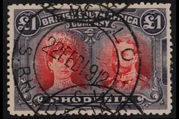 1910-13 £1 Rose-scarlet And Bluish Black Perf 14 Double Head, SG 166, Very Fine Used With Gwelo Cto Cds. For More Images - Andere & Zonder Classificatie