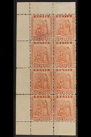 1871-78 1d Pale Rose-red, SG 15, Left Sheet Margin Block Of Eight, Unused Without Gum, Two With Thins. For More Images,  - St.Cristopher-Nevis & Anguilla (...-1980)