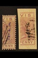 1883 ½d On Half D In Violet, And ½d On Half 1d In Black (on Piece), SG 35/36, Fine Used. (2) For More Images, Please Vis - St.Christopher-Nevis-Anguilla (...-1980)