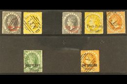 POSTAL FISCAL STAMPS 1881 CC Wmk USED SELECTION On A Stock Card That Includes (Type F1 Surcharge) 1d Black & 4d Yellow,  - St.Lucia (...-1978)