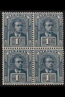 1918 Prepared For Use But Not Issued 1c Slate-blue And Slate, SG 62, BLOCK OF FOUR Never Hinged Mint. For More Images, P - Sarawak (...-1963)