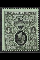 1912 1s Blue Green, Wmk MCA, Variety "Wmk Inverted", SG 124w, Fine Mint. For More Images, Please Visit Http://www.sandaf - Sierra Leone (...-1960)