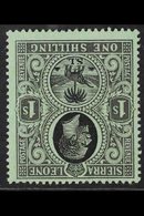 1912 1s Blue Green, Wmk MCA, Variety "Wmk Inverted", SG 124w, Fine Mint. For More Images, Please Visit Http://www.sandaf - Sierra Leona (...-1960)