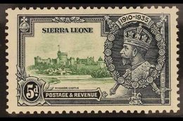 1935 Silver Jubilee 5d Green And Indigo With LIGHTNING CONDUCTOR Variety, SG 183c, Very Fine Mint. For More Images, Plea - Sierra Leone (...-1960)