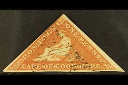 CAPE OF GOOD HOPE 1855-63 1d Brick Red/cream Toned Paper, SG 5, Very Fine Used, Margins Just Touching At One Point, Fabu - Unclassified
