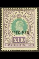NATAL 1902 £1.10 Green And Violet Opt'd "SPECIMEN", SG 143s, Very Fine Mint. For More Images, Please Visit Http://www.sa - Non Classificati