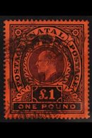 NATAL 1908-09 KEVII £1 Purple And Black / Red, SG 171, Fine Used With Unusual Rubber Registered Oval Pmk. For More Image - Non Classificati