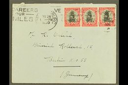 1926-7 1d Black & Red, Pretoria Printing, Perf.13½x14, Strip Of 3 Used On 1930 Cover, SG 31d, Light Slogan Postmark, Fla - Sin Clasificación