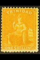 1863-80 1s Chrome-yellow Britannia, SG 74, Fresh Mint, Tiny Black Ink Marks. For More Images, Please Visit Http://www.sa - Trinidad En Tobago (...-1961)