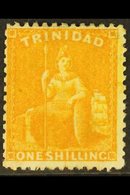 1863-80 1s Chrome-yellow Britannia, SG 74, Fresh Mint, Tiny Black Ink Marks. For More Images, Please Visit Http://www.sa - Trindad & Tobago (...-1961)