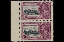 1935 - JUBILEE VARIETY 24c Slate & Purple, Variety "Flagstaff On Right-hand Turret, Vertically Paired With Normal (lower - Trinidad Y Tobago