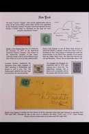 NEW YORK CARRIER STAMPS. A Beautiful Collection Displayed On Two Exhibition Pages Of 7 Stamps & 2 Covers Includes The Bo - Other & Unclassified