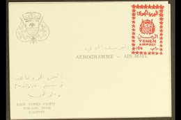 KINGDOM OF YEMEN POSTAL STATIONERY 1966 10b Red On White Aerogramme, Very Fine Unused, Ex The Conde Collection. Very Rar - Yémen