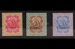 1895 2r, 3r And 5r QV India High Values Ovptd "Zanzibar", SG 19/21, Very Fine And Fresh Mint. (3 Stamps) For More Images - Zanzibar (...-1963)