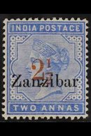 1895-8 "2½" In Red On 2a Blue, SG 26, Very Fine Mint. For More Images, Please Visit Http://www.sandafayre.com/itemdetail - Zanzibar (...-1963)