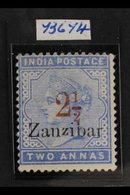 1895-8 "2½" In Red On 2a Pale Blue, SG 27, Very Fine Mint. For More Images, Please Visit Http://www.sandafayre.com/itemd - Zanzibar (...-1963)