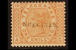 TELEGRAPH SPECIMEN 1880 1s Brown-orange, Plate 10, Wmk Spray, Ovptd "SPECIMEN," SG T9s, Mint. For More Images, Please Vi - Other & Unclassified