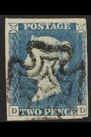 1840 2d Blue "DD", Plate 1, SG 5, Fine Used With 4 Clear Margins And Neat Almost Full Black Maltese Cross Cancel. For Mo - Sonstige & Ohne Zuordnung