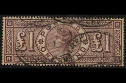 1884 £1 Brown - Lilac Wmk Imperial Crowns, SG 185, Used With Light Registered Oval Pmks, Strong Rich Colour & Full Perfs - Sonstige & Ohne Zuordnung