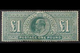 1902-10 £1 Dull Blue-green, SG 266, Mint, Large Part Original Gum, Indistinguishable Pressed Crease And Minor Surface Ab - Non Classificati