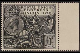 1929 £1 Black PUC, SG 438, Superb Used Marginal Example With Full Perfs And Light Cds Cancel. An Exceptional Stamp.  For - Non Classificati