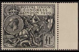 1929 £1 Black PUC, SG 438, Superb Used Marginal Example With Full Perfs And Light Cds Cancel. An Exceptional Stamp.  For - Unclassified