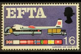 1967 1s6d EFTA "Air Freight" Phosphor, NEW BLUE OMITTED (Finland Flag Is Completely White & Sweden Flag Is A Yellow Cros - Sonstige & Ohne Zuordnung