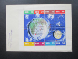 DDR 1962 Kleinbogen Raumfahrt 5 Jahre Solwjetische Weltraumflüge Blankoumschlag Und SST Vom Ersttag - Lettres & Documents