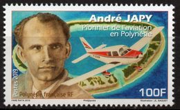Polynésie Française 2019 - Avion, André Japy, Pionnier De L'aviation - 1 Val Neuf // Mnh - Nuevos