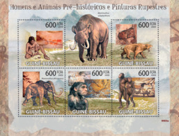 Guinea - Bissau 2009 - Prehistoric Man, Animals & Cave Paintings 5v Y&T 2986-2990, Michel 4361-4365 - Guinea-Bissau