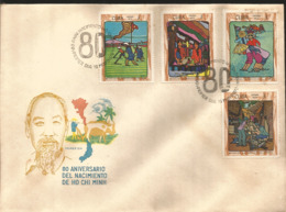 V) 1970 CARIBBEAN,  80 ANNIVERSARY OF THE BIRTH OF HO CHI MINH, PRESIDENT OF NORTH VIET NAM, TWO WOMEN, PLOWING FIELD, C - Cartas & Documentos