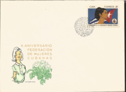 V) 1970 CARIBBEAN, 10TH ANNIVIVERSARY, WOMEN’S FEDERATION, FMC, WITH SLOGAN CANCELATION IN BLACK, FDC - Brieven En Documenten