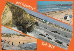 Cp , 85 , BRÉTIGNOLLES-sur-MER , Plage De La Parée, Rochers De Ste-Véronique, Place De La Saulzaie, Multi-Vues - Bretignolles Sur Mer