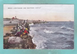Small Old Post Card Of Beach,Lighthouse And Southsea Castle, Portsmouth,Hampshire, England,.S79. - Portsmouth