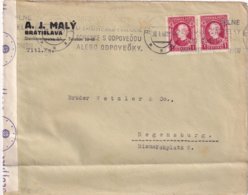 SLOVAQUIE 1940 LETTRE CENSUREE DE BRATISLAVA POUR REGENSBURG - Covers & Documents