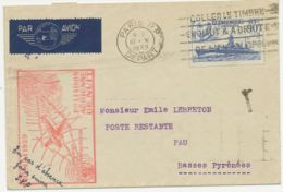 FRANKREICH 1939, Erster Nachtflug "Paris - Pau" M. Cachet Und Ank.-Stpl., - Premiers Vols