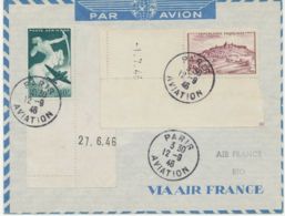 FRANKREICH 1946 Erstflug "Paris - Rio De Janeiro" Air France Selt Nachkriegsflug - Primeros Vuelos