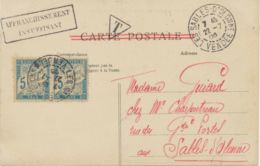 FRANKREICH 1905 Porto 5 C (Paar) A. PARIS-AK Vorderseitig M. 5 C. (Mi-Nr. 90) - 1859-1959 Storia Postale