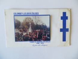 CPSM Carte Avec  Photo Véritable  Collée La Tombe Du Général De Gaulle Le Jour Des Obsèques Croix De Lorraine Colombay - Funeral