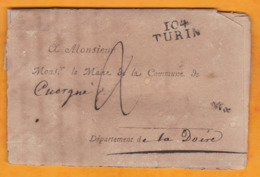 1809 - Marque Postale 104 TURIN, Doire, Italie Sur Lettre Pliée Avec Correspondance Vers Cuorgne - Mairie - 1792-1815: Veroverde Departementen