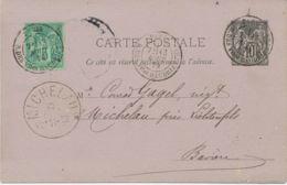 FRANKREICH 1879 10C Schwarz A. Violett Allegorie GA-Postkarte M 5C Zusatzfrank. - 1876-1898 Sage (Type II)