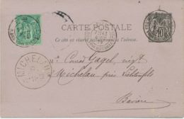 FRANKREICH 1879 10C Schwarz A. Violett Allegorie GA-Postkarte M 5C Zusatzfrank. - 1876-1898 Sage (Tipo II)