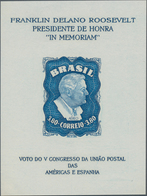 Brasilien: 1949, President Franklin D. Roosevelt 3.80cr. Blue In A Lot With About 200 Miniature Shee - Usados