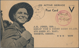 Kanada: 1941/45 Holding Of 450 Cards, Letters And Postal Stationeries, Field Post, Maritime Mail, Ce - Sammlungen