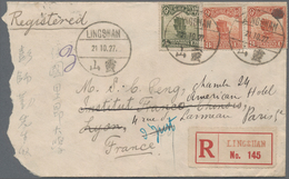 China: 1915/48, Covers (9), Used Ppc (4), Front Covers (2) Inc. Registration And Airmail, With A Cov - 1912-1949 Republik