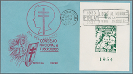 Cuba: 1947/1955, Lot Of 14 F.d.c. With Charity Labels And Souvenir Sheets "Tuberculosis Fighting", O - Otros & Sin Clasificación